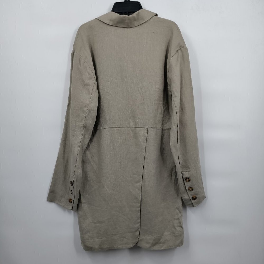 Avec Les Filles Taupe Linen-Blend Long Blazer - Picture 7 of 13